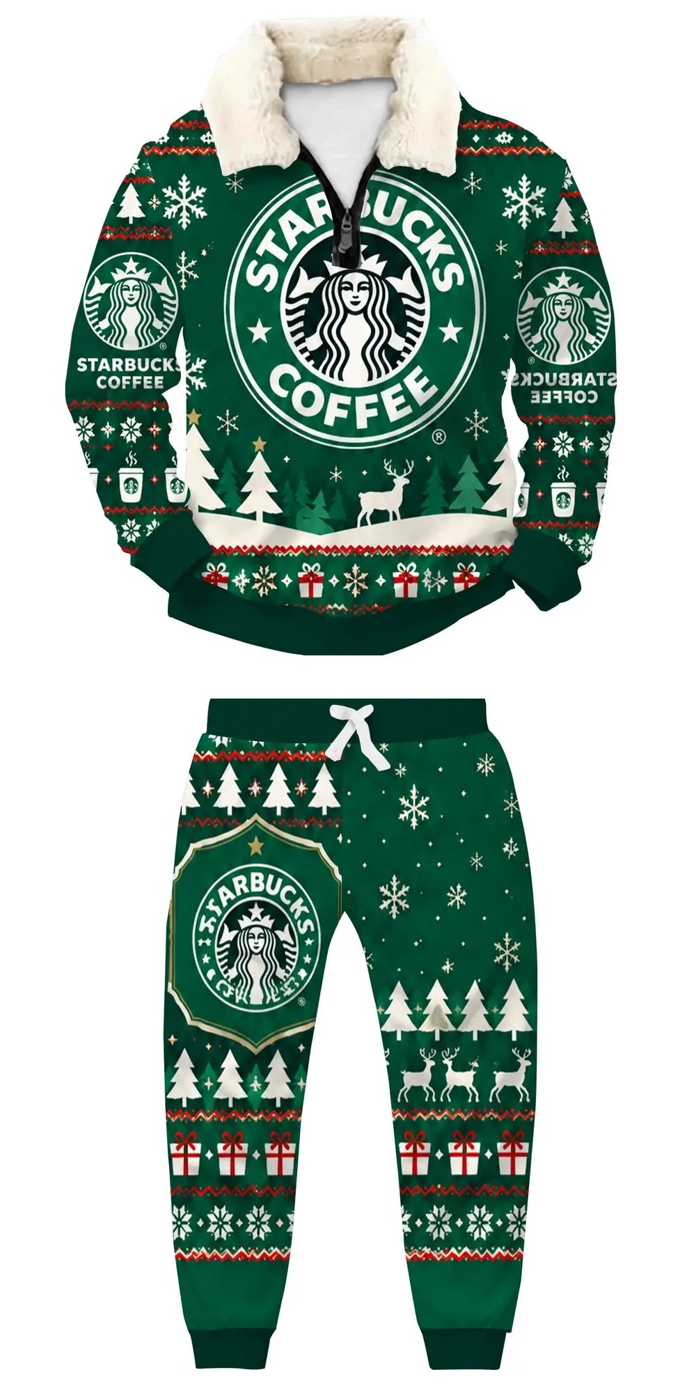 Green Queen Ugly Quarter Zip Sweatshirt & Sweatpant Set - THREADPARTY