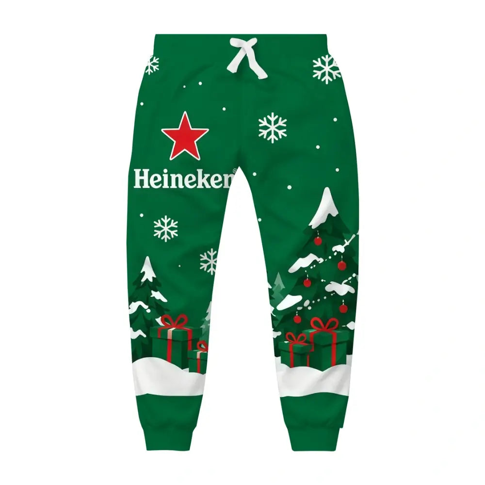 Green Santa Ugly Quarter Zip Sweatshirt & Sweatpant Set - THREADPARTY