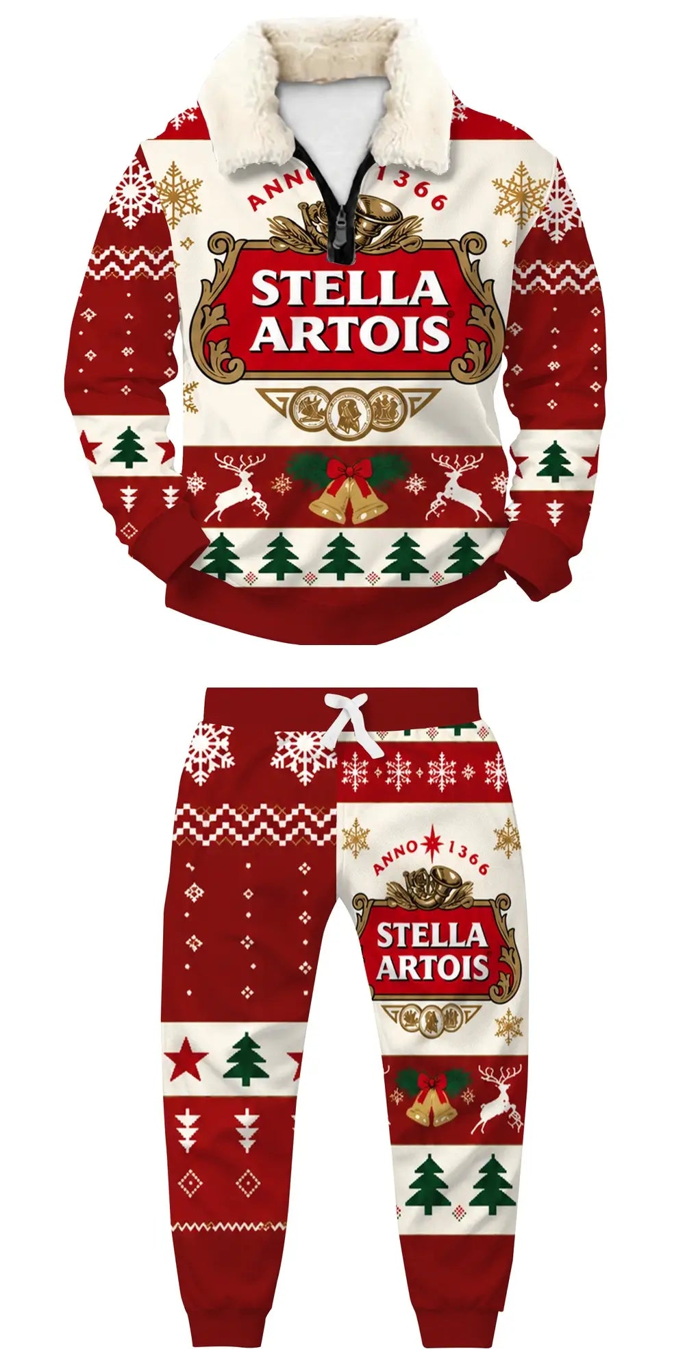 Holiday Brew Ugly Quarter Zip Sweatshirt & Sweatpant Set - THREADPARTY