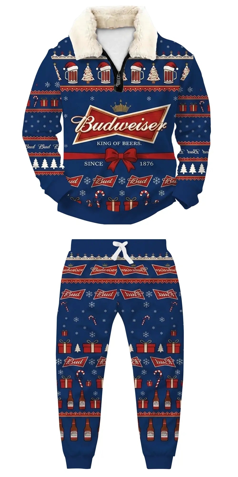 Holiday Brew Ugly Quarter Zip Sweatshirt & Sweatpant Set - THREADPARTY