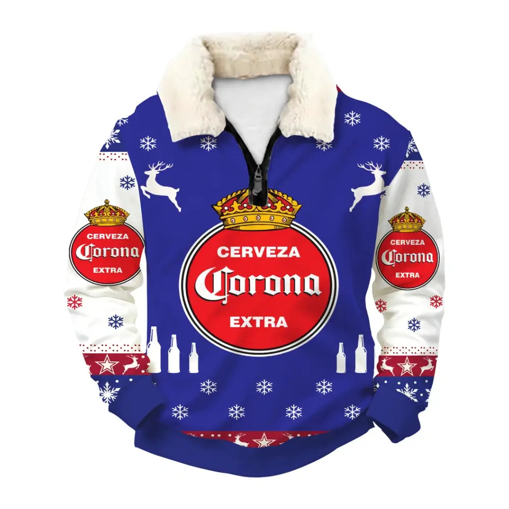 Holiday Brew Ugly Quarter Zip Sweatshirt & Sweatpant Set - THREADPARTY