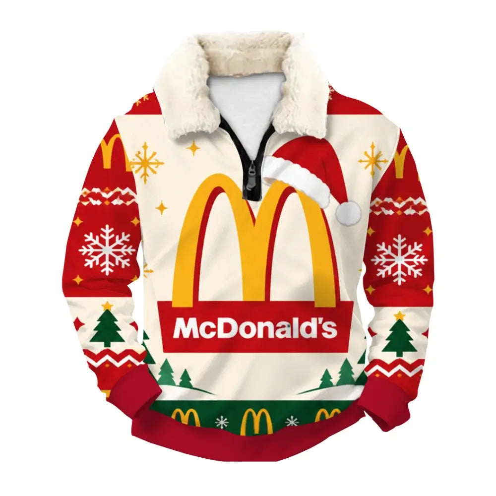 Holiday Burger Ugly Quarter Zip Sweatshirt & Sweatpant Set - THREADPARTY