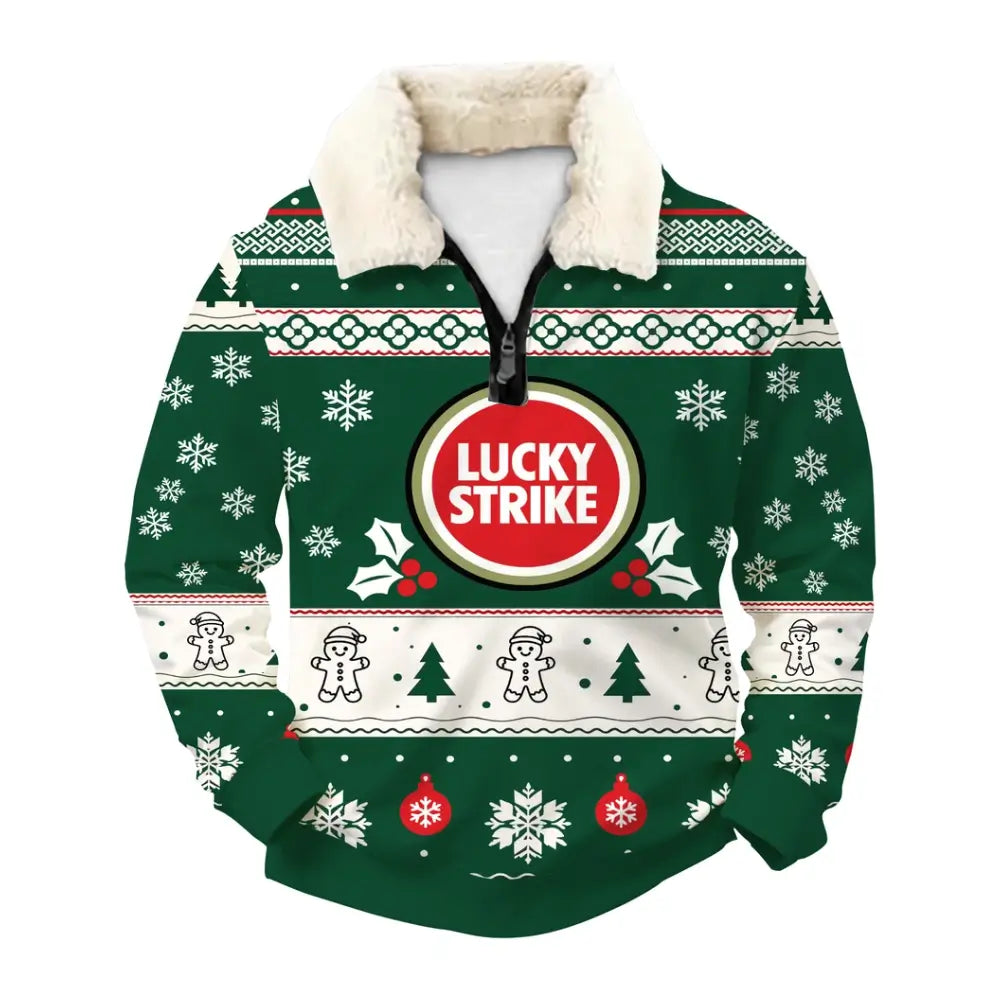 Holiday Coffee Cheer Ugly Quarter Zip Sweatshirt & Sweatpant Set - THREADPARTY