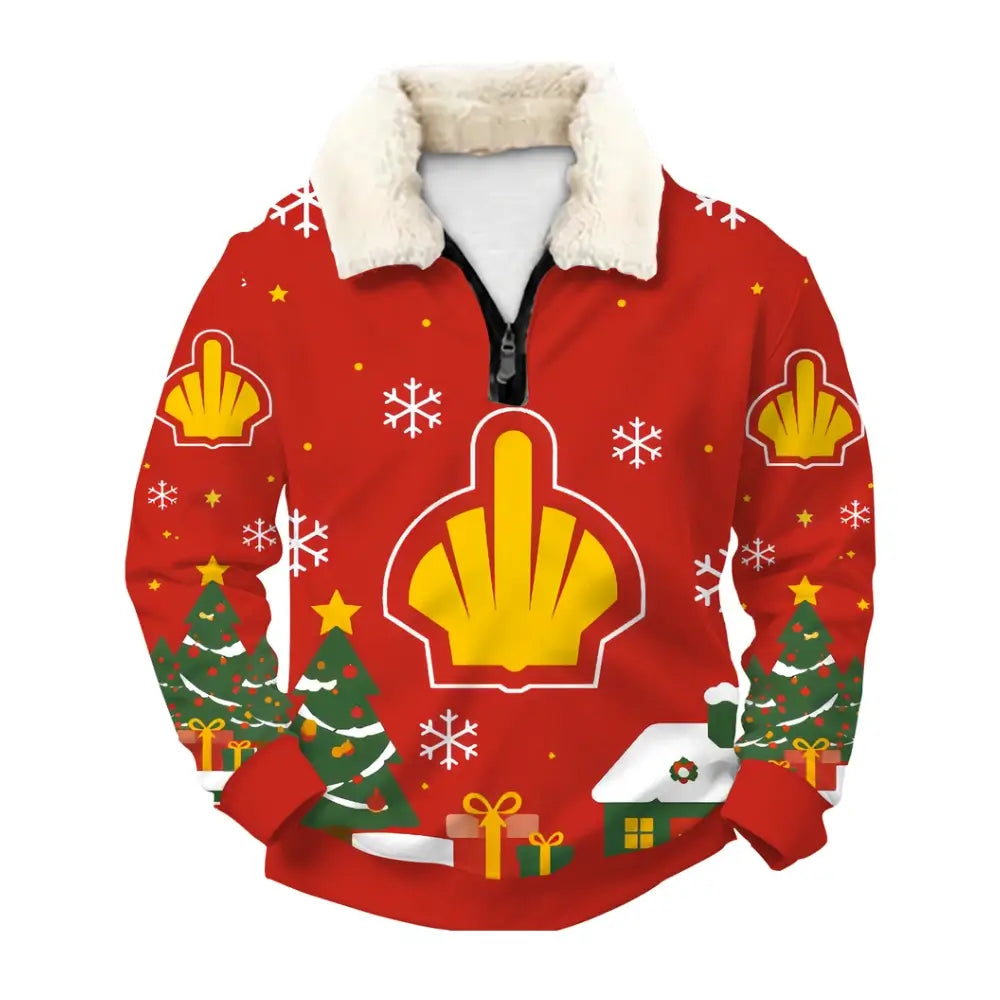 Holiday Flame Ugly Quarter Zip Sweatshirt & Sweatpant Set - THREADPARTY
