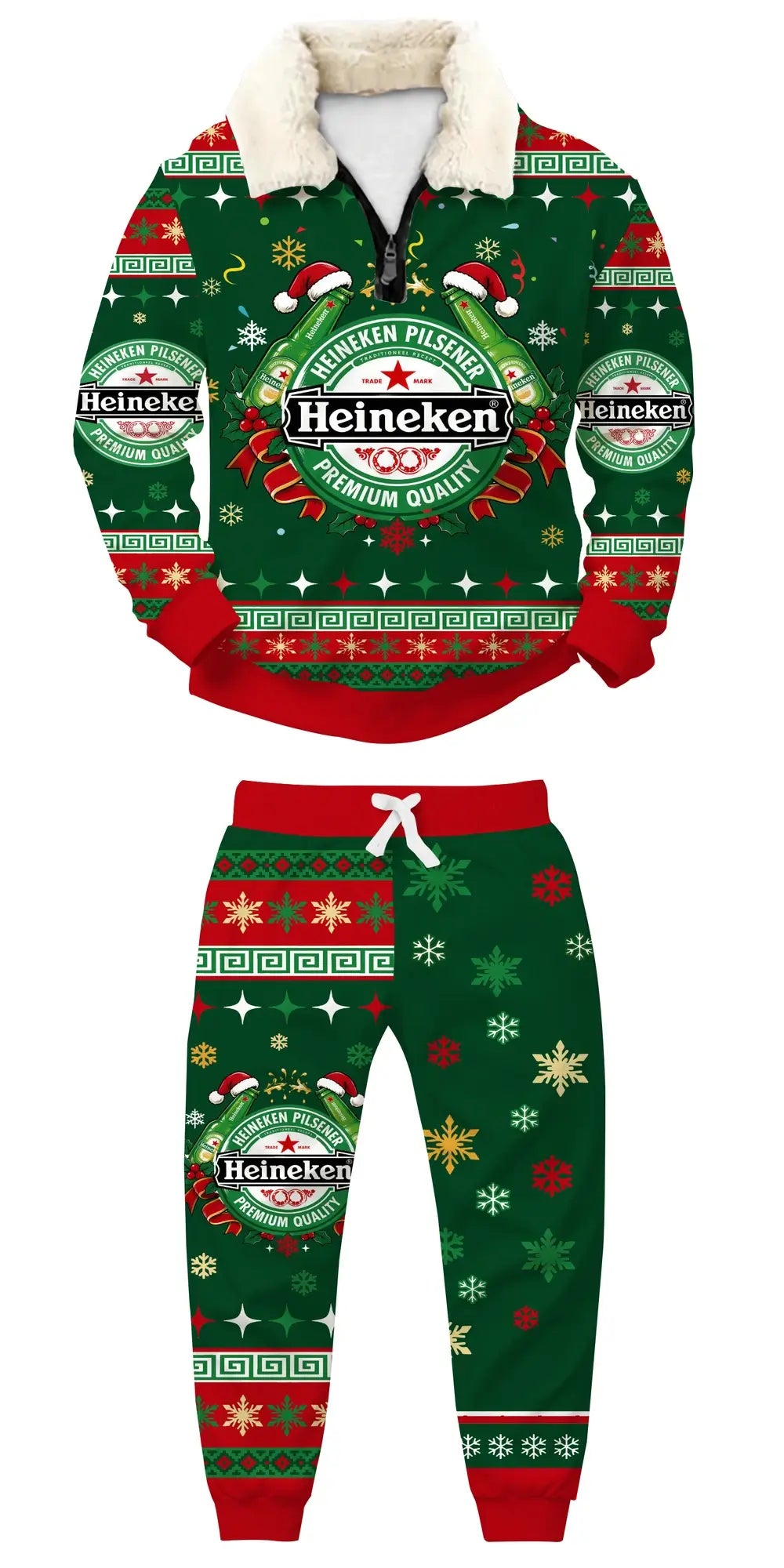 Holiday Forest Ugly Quarter Zip Sweatshirt & Sweatpant Set - THREADPARTY