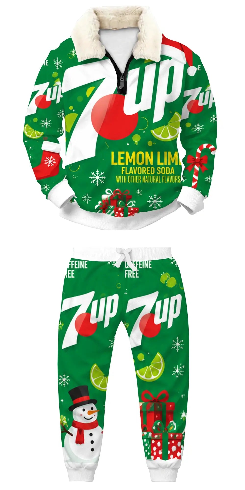 Holiday Party Season Ugly Quarter Zip Sweatshirt & Sweatpant Set - THREADPARTY