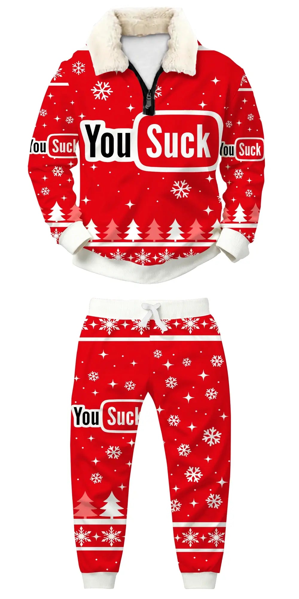 Holiday Roast Ugly Quarter Zip Sweatshirt & Sweatpant Set - THREADPARTY