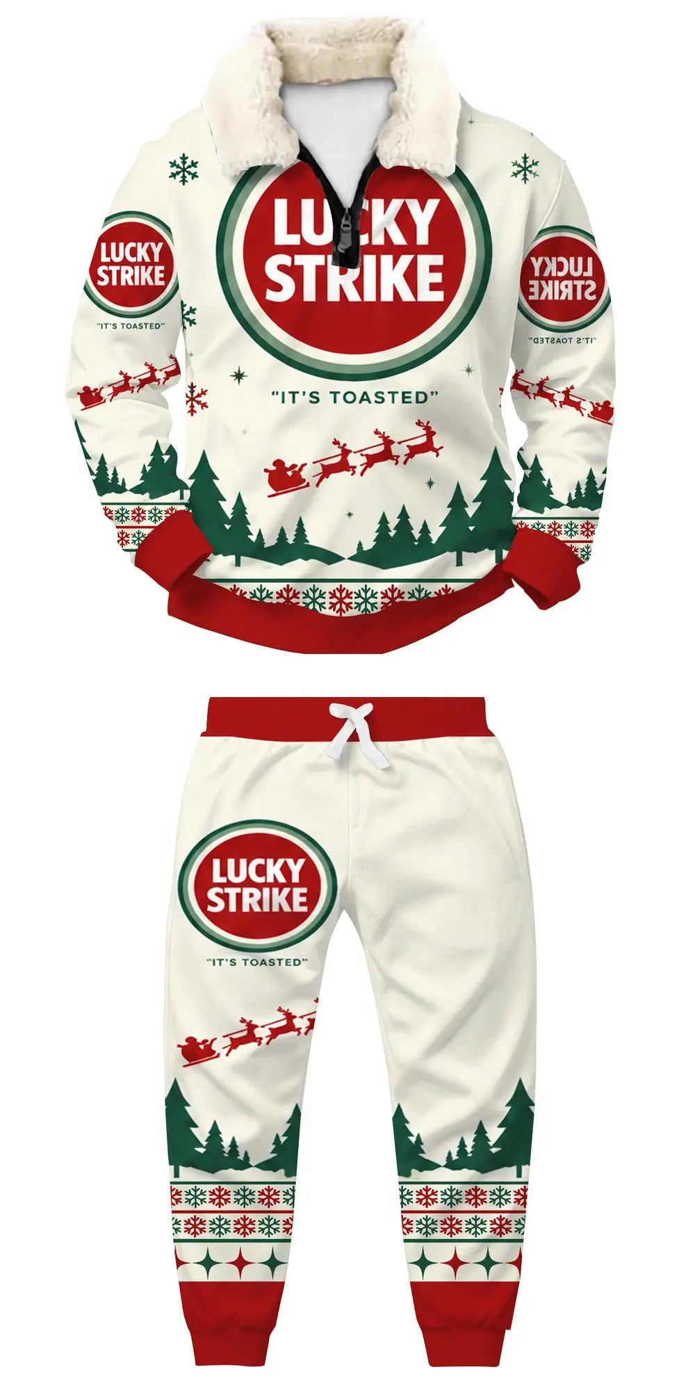 Holiday Smoke Ugly Quarter Zip Sweatshirt & Sweatpant Set - THREADPARTY