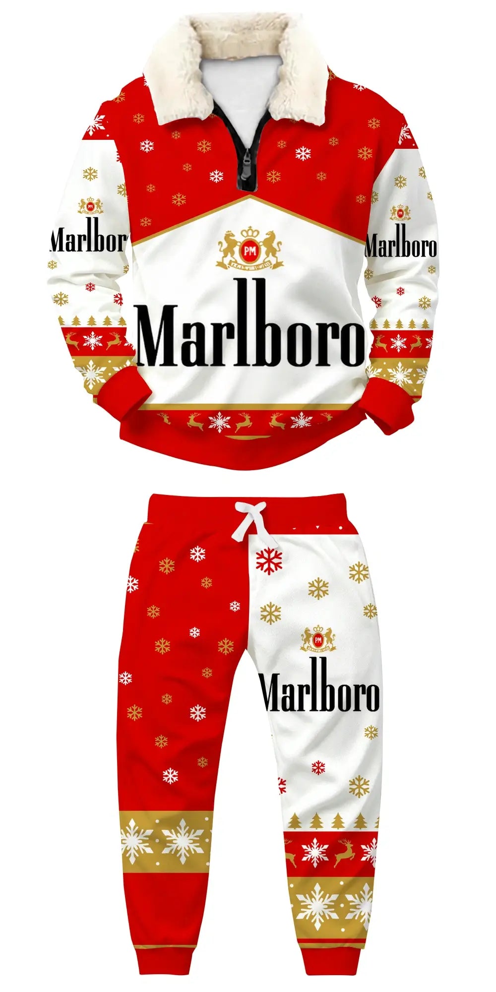 Holiday Smoke Ugly Quarter Zip Sweatshirt & Sweatpant Set - THREADPARTY