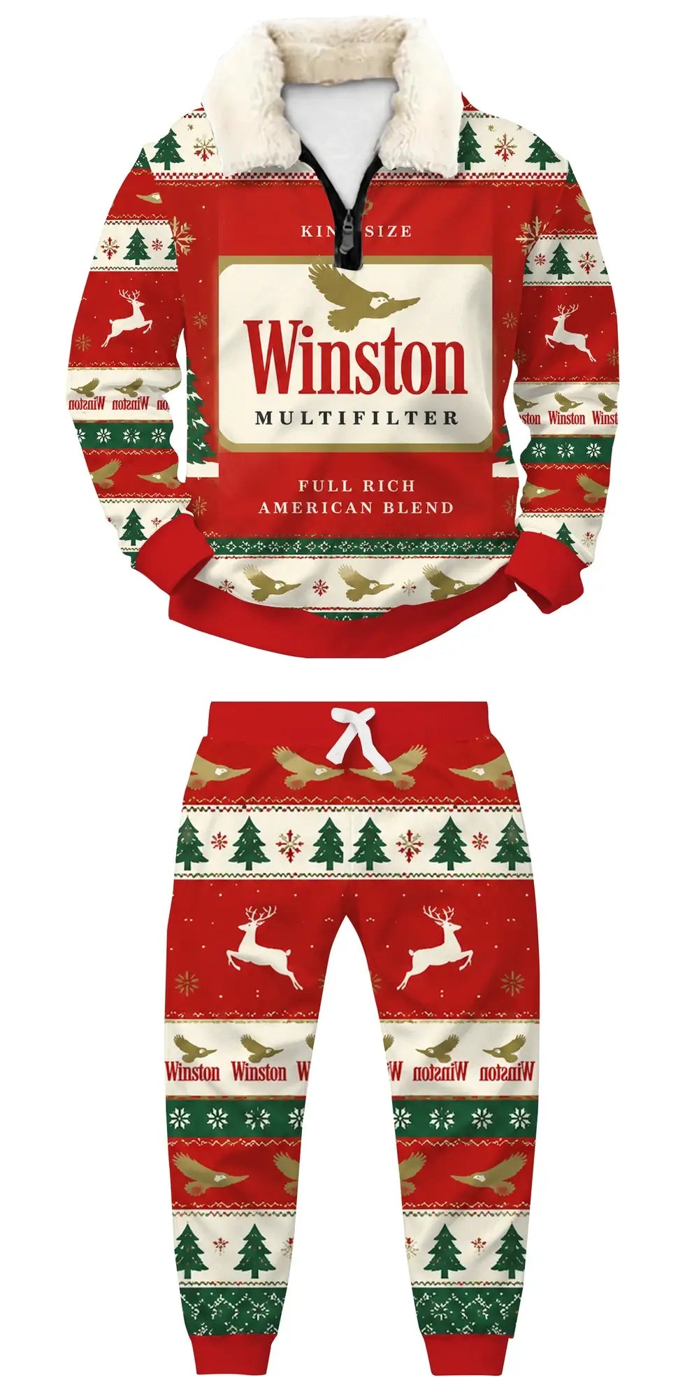 Holiday Smoke Ugly Quarter Zip Sweatshirt & Sweatpant Set - THREADPARTY
