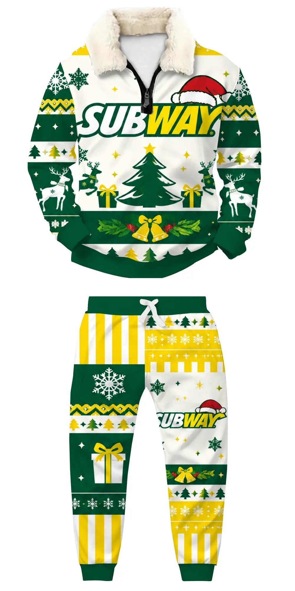 Holiday Sub Ugly Quarter Zip Sweatshirt & Sweatpant Set - THREADPARTY