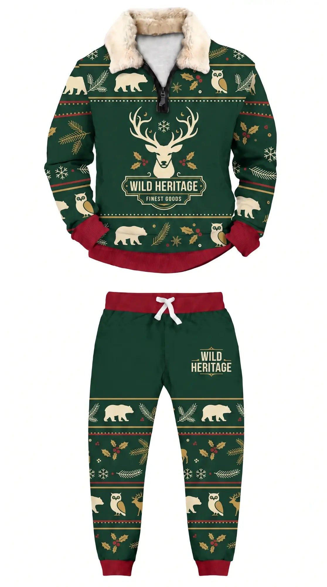 Hunting & Wilderness Ugly Quarter Zip Sweatshirt & Sweatpant Set - THREADPARTY