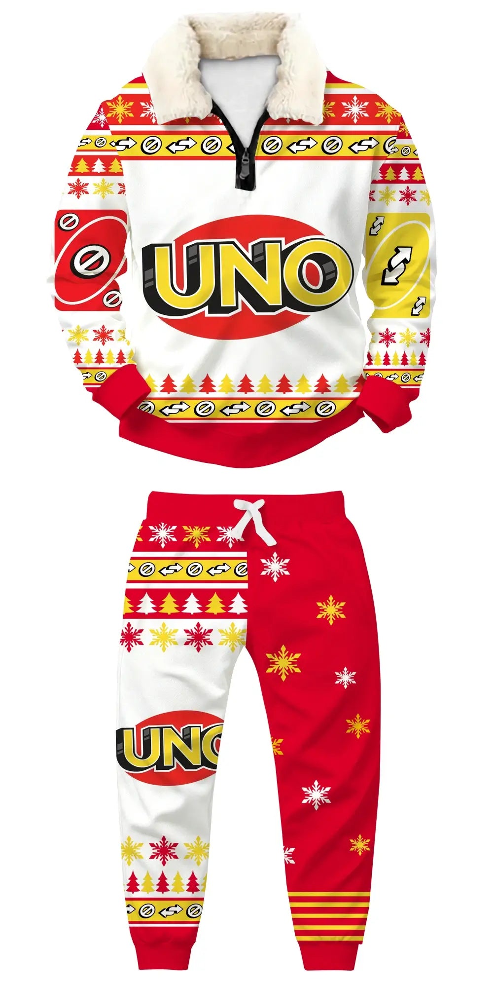 Lucky Cards Ugly Quarter Zip Sweatshirt & Sweatpant Set - THREADPARTY