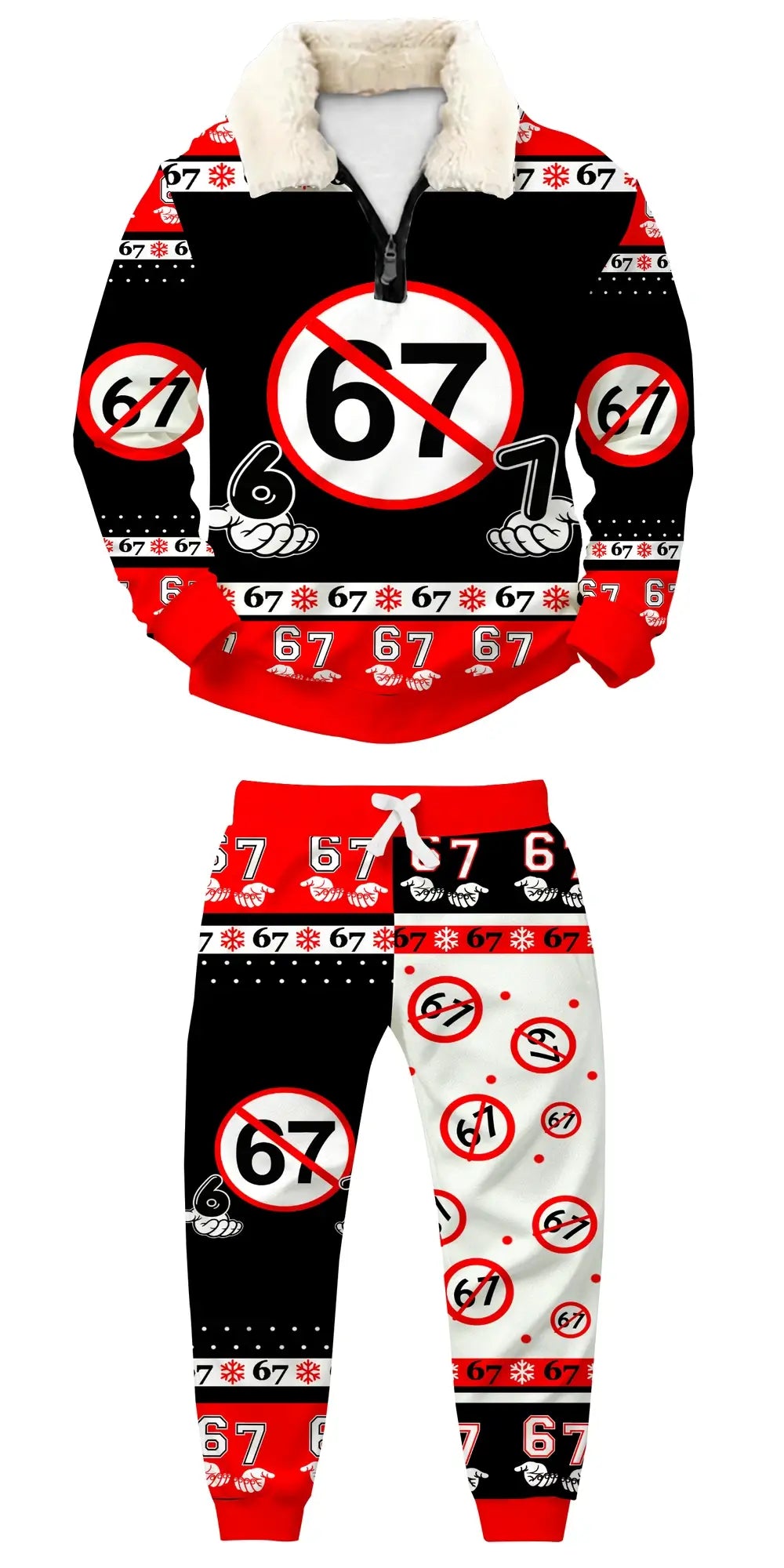 Lucky Sevens Ugly Quarter Zip Sweatshirt & Sweatpant Set - THREADPARTY