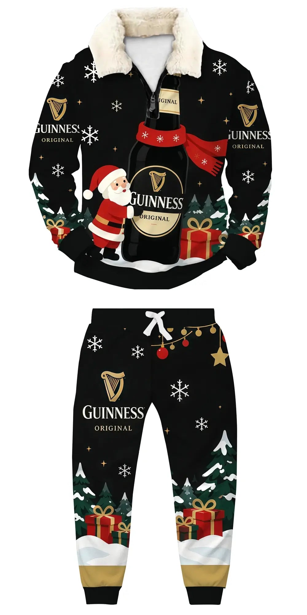 Midnight Santa Ugly Quarter Zip Sweatshirt & Sweatpant Set - THREADPARTY