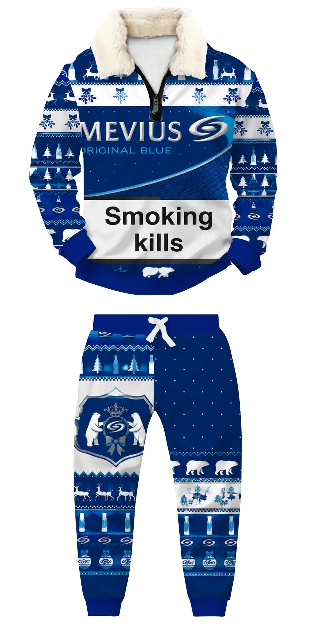 Midnight Smoke Ugly Quarter Zip Sweatshirt & Sweatpant Set - THREADPARTY