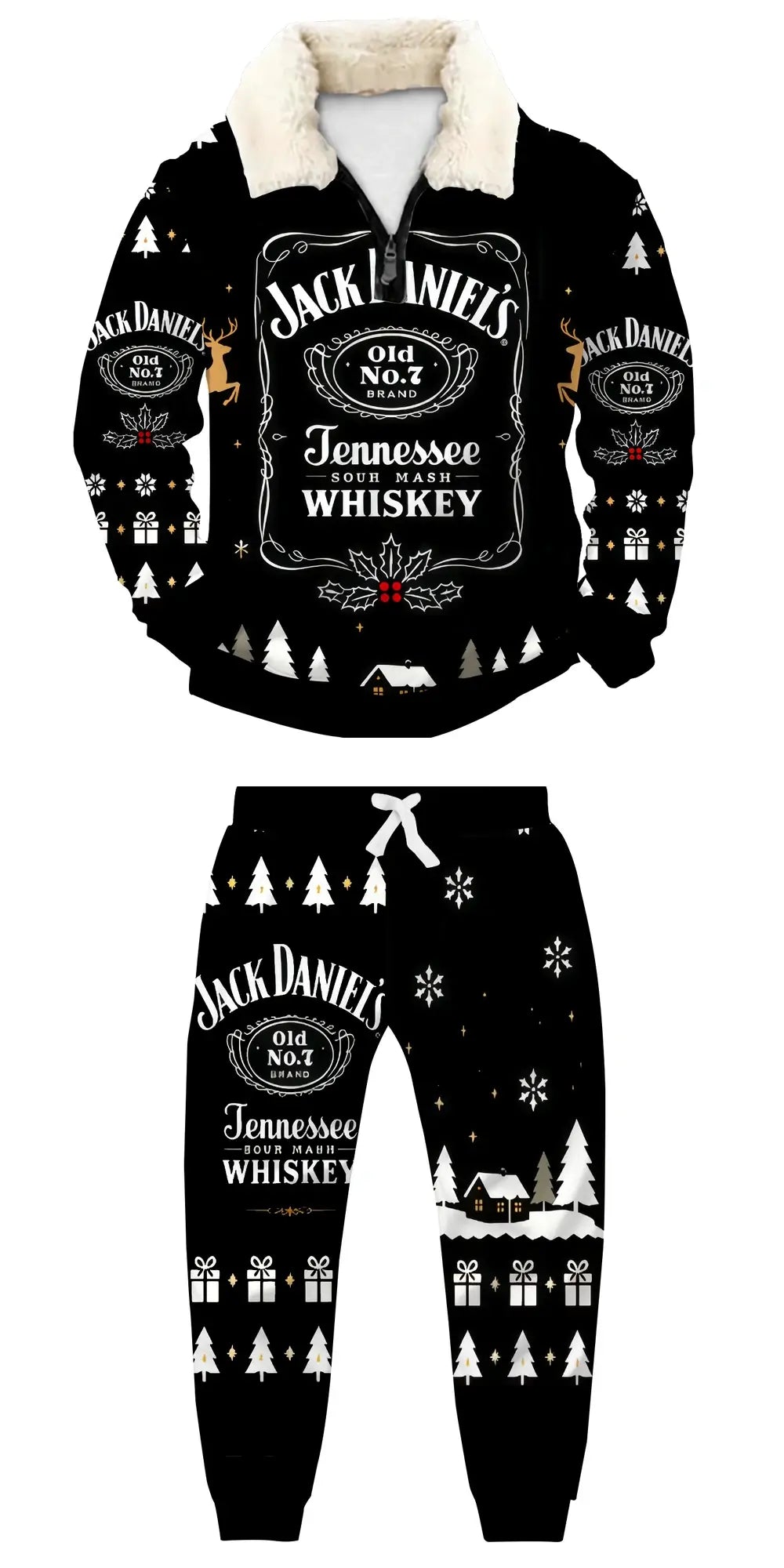 Midnight Whiskey Ugly Quarter Zip Sweatshirt & Sweatpant Set - THREADPARTY