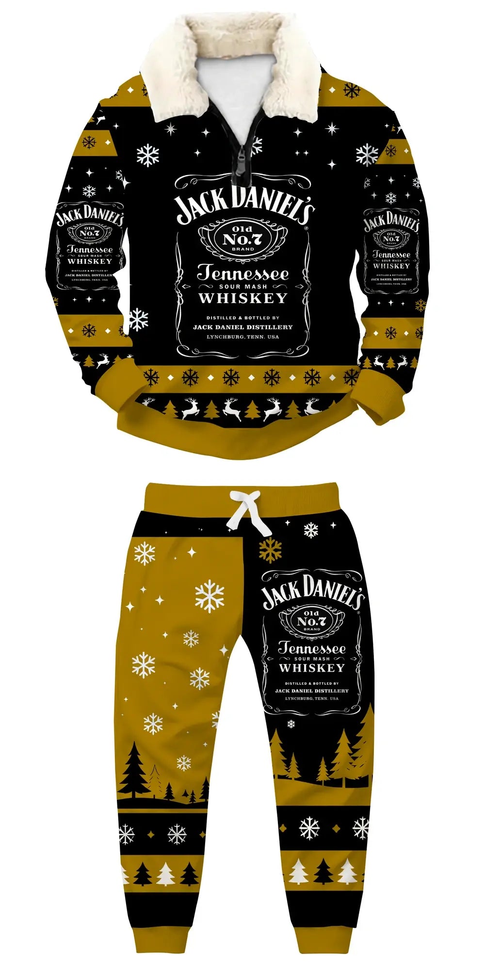 Midnight Whiskey Ugly Quarter Zip Sweatshirt & Sweatpant Set - THREADPARTY