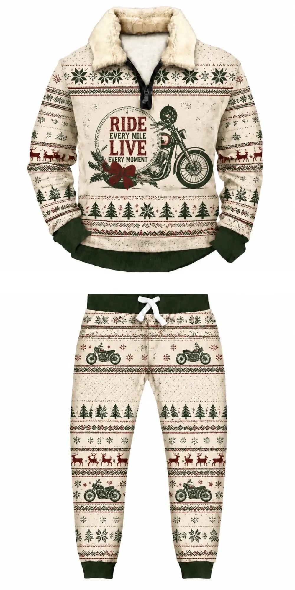 Motorcycle Club Ugly Quarter Zip Sweatshirt & Sweatpant Set - THREADPARTY