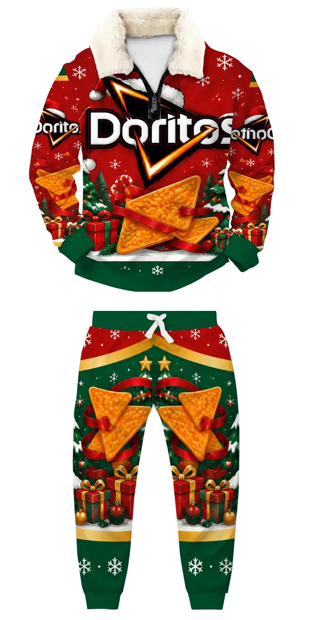 Nacho Cheer Ugly Quarter Zip Sweatshirt & Sweatpant Set - THREADPARTY