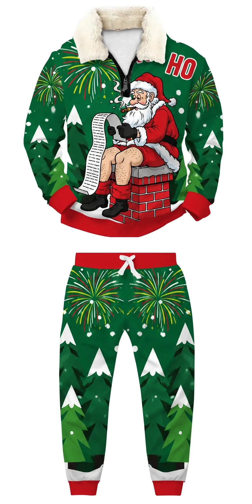 Naughty List Ugly Quarter Zip Sweatshirt & Sweatpant Set - THREADPARTY