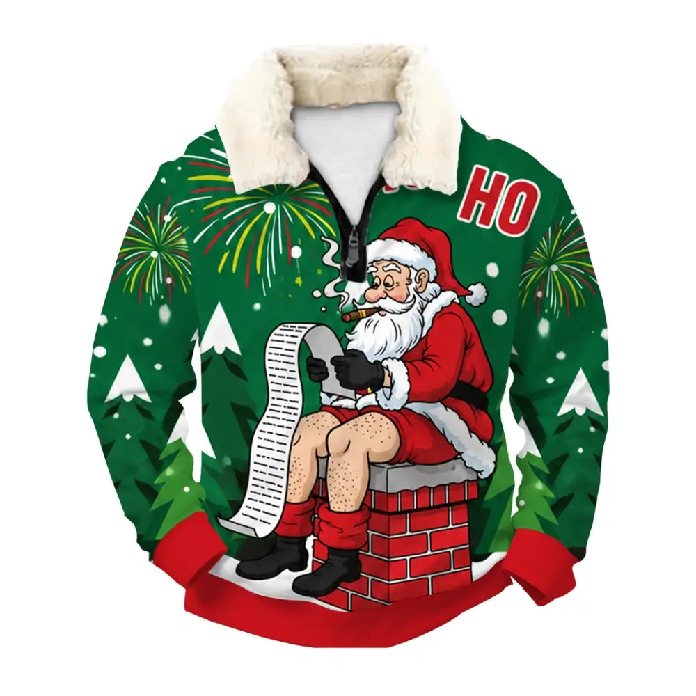 Naughty List Ugly Quarter Zip Sweatshirt & Sweatpant Set - THREADPARTY