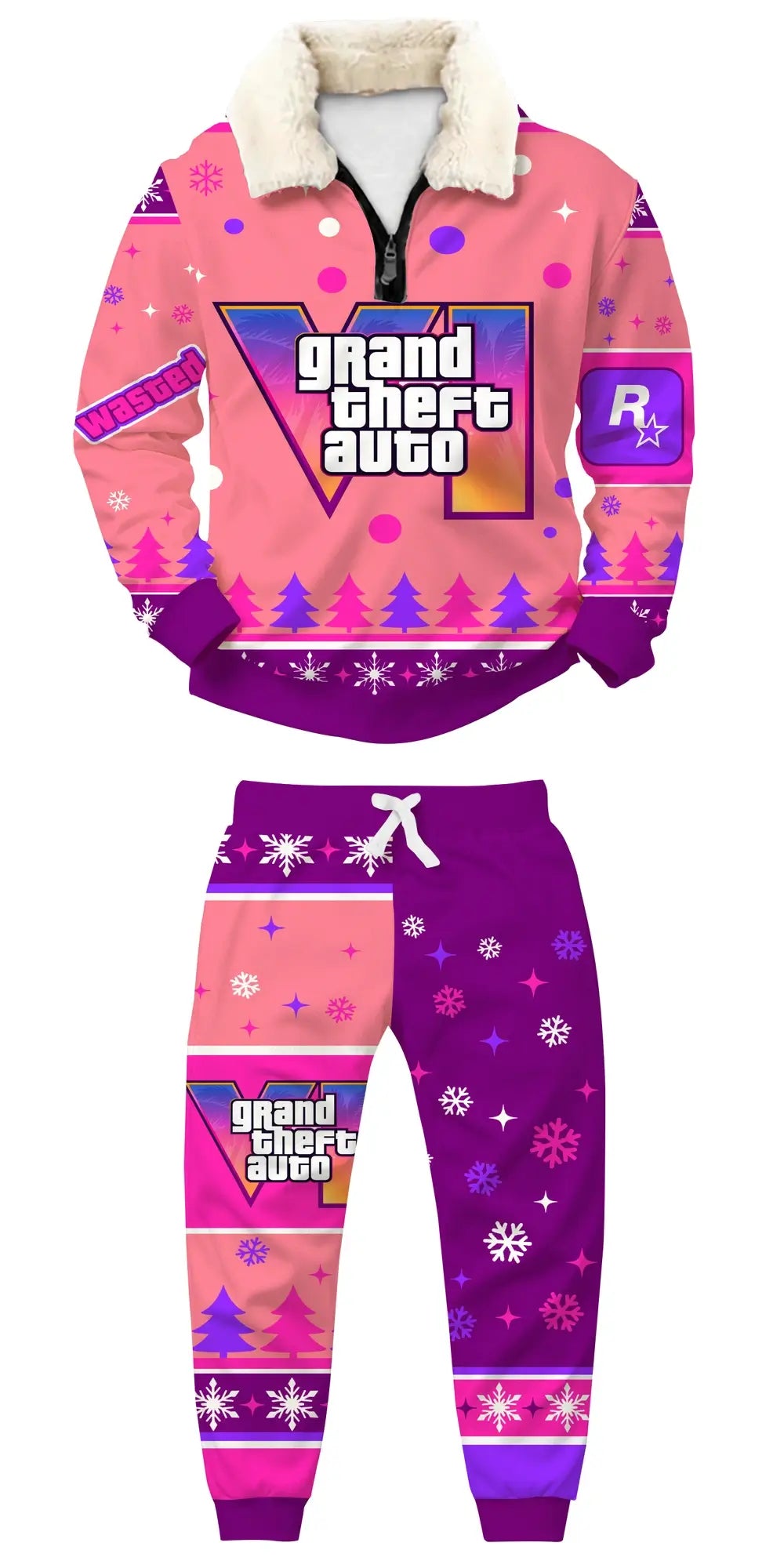 Neon Chaos Ugly Quarter Zip Sweatshirt & Sweatpant Set - THREADPARTY