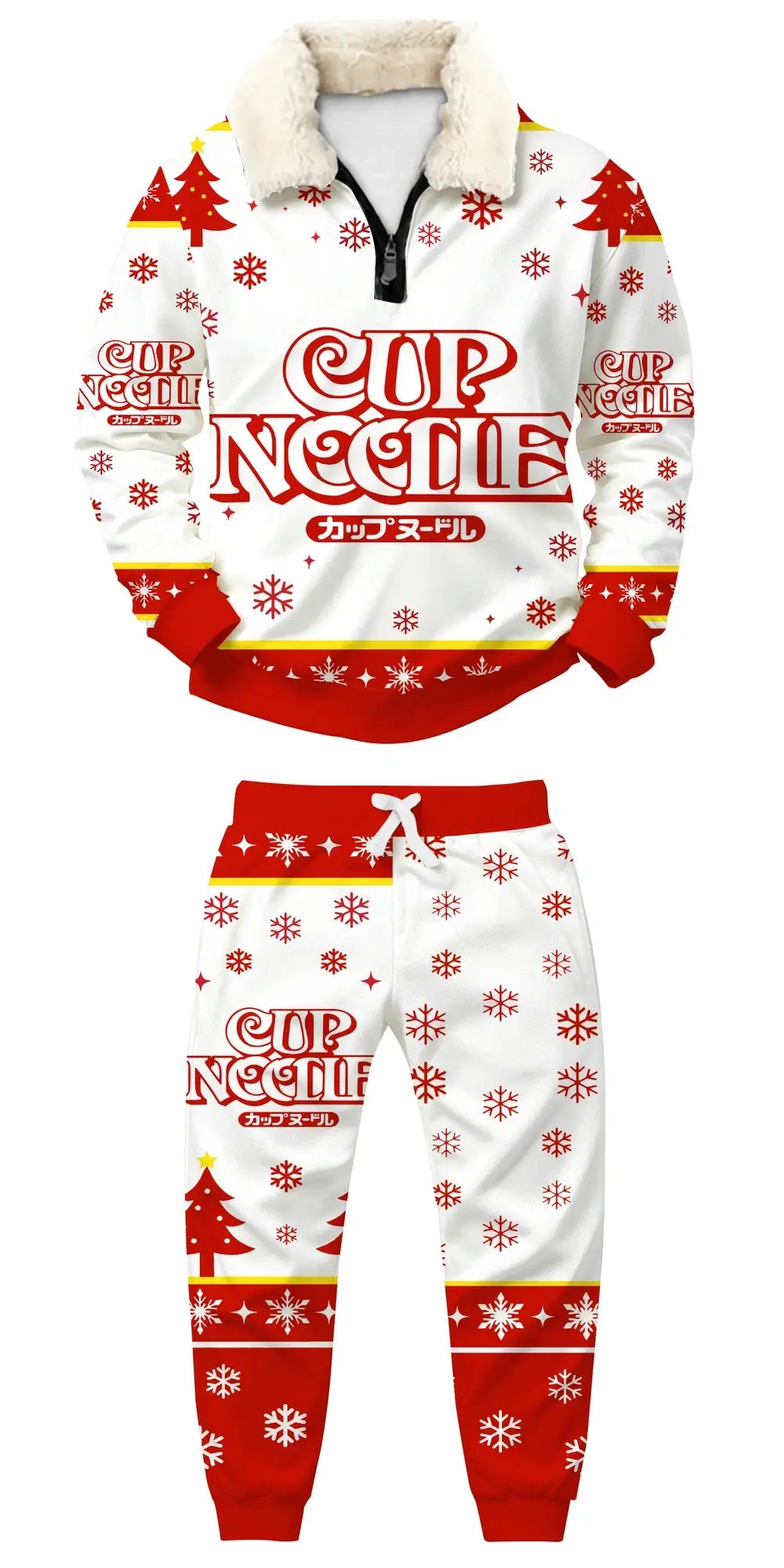 Noodle Nights Ugly Quarter Zip Sweatshirt & Sweatpant Set - THREADPARTY
