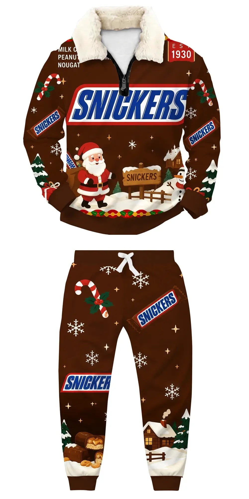 Nougat Ugly Quarter Zip Sweatshirt & Sweatpant Set - THREADPARTY