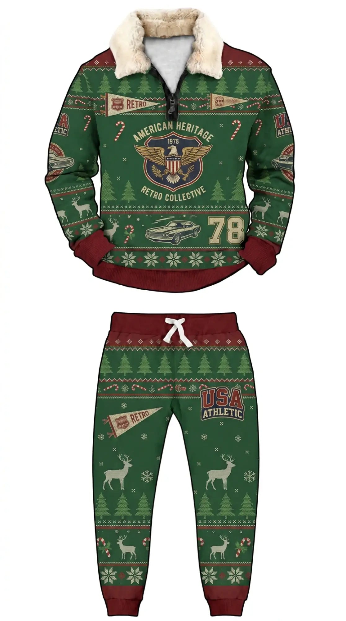 Open Road Ugly Quarter Zip Sweatshirt & Sweatpant Set - THREADPARTY
