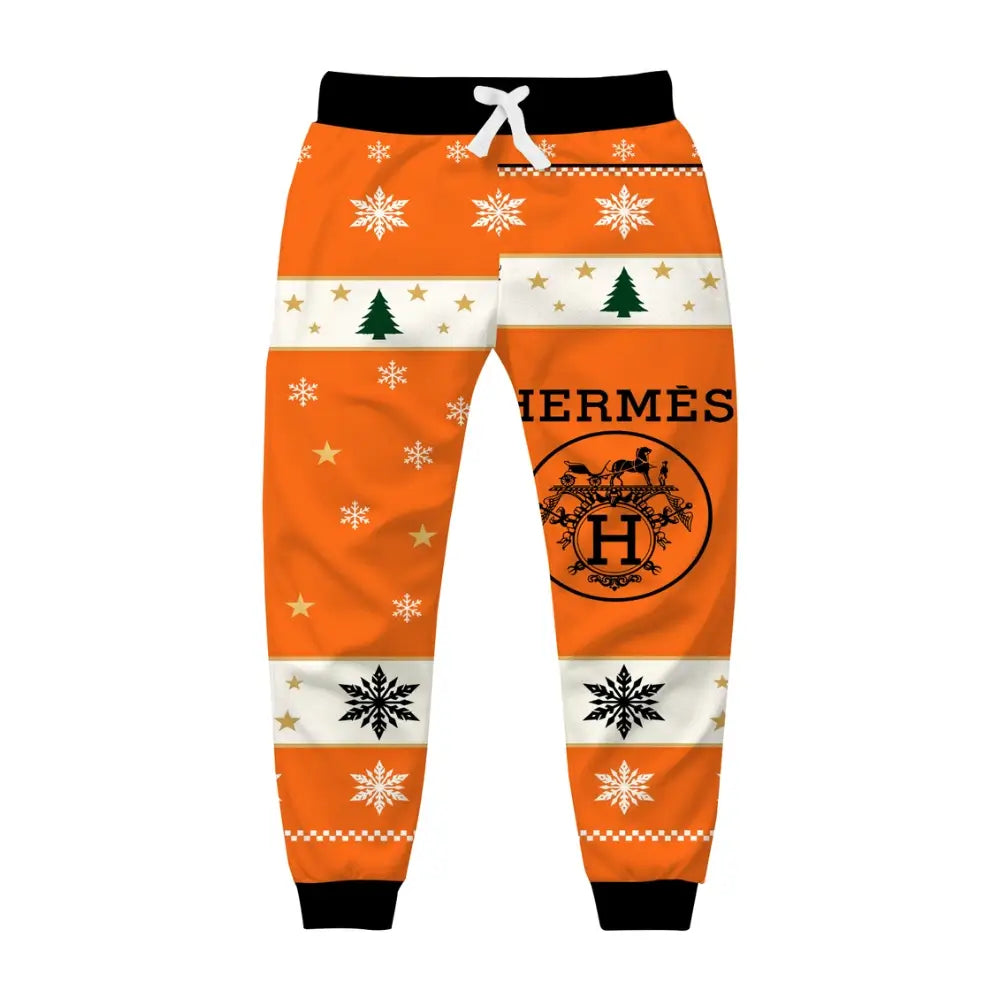 Orange Equestrian Elegance Ugly Quarter Zip Sweatshirt & Sweatpant Set - THREADPARTY