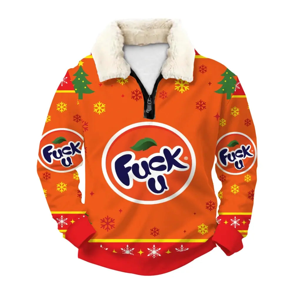 Orange Fizz Ugly Quarter Zip Sweatshirt & Sweatpant Set - THREADPARTY