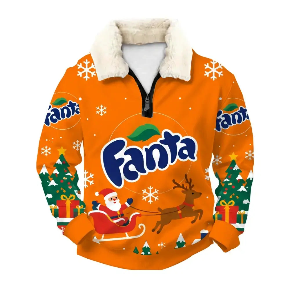 Orange Holiday Ugly Quarter Zip Sweatshirt & Sweatpant Set - THREADPARTY