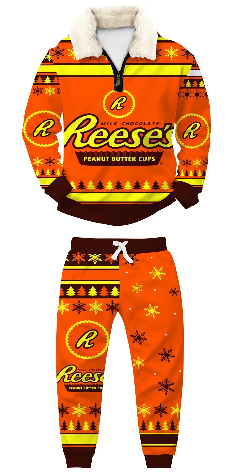Peanut Blizzard Ugly Quarter Zip Sweatshirt & Sweatpant Set - THREADPARTY