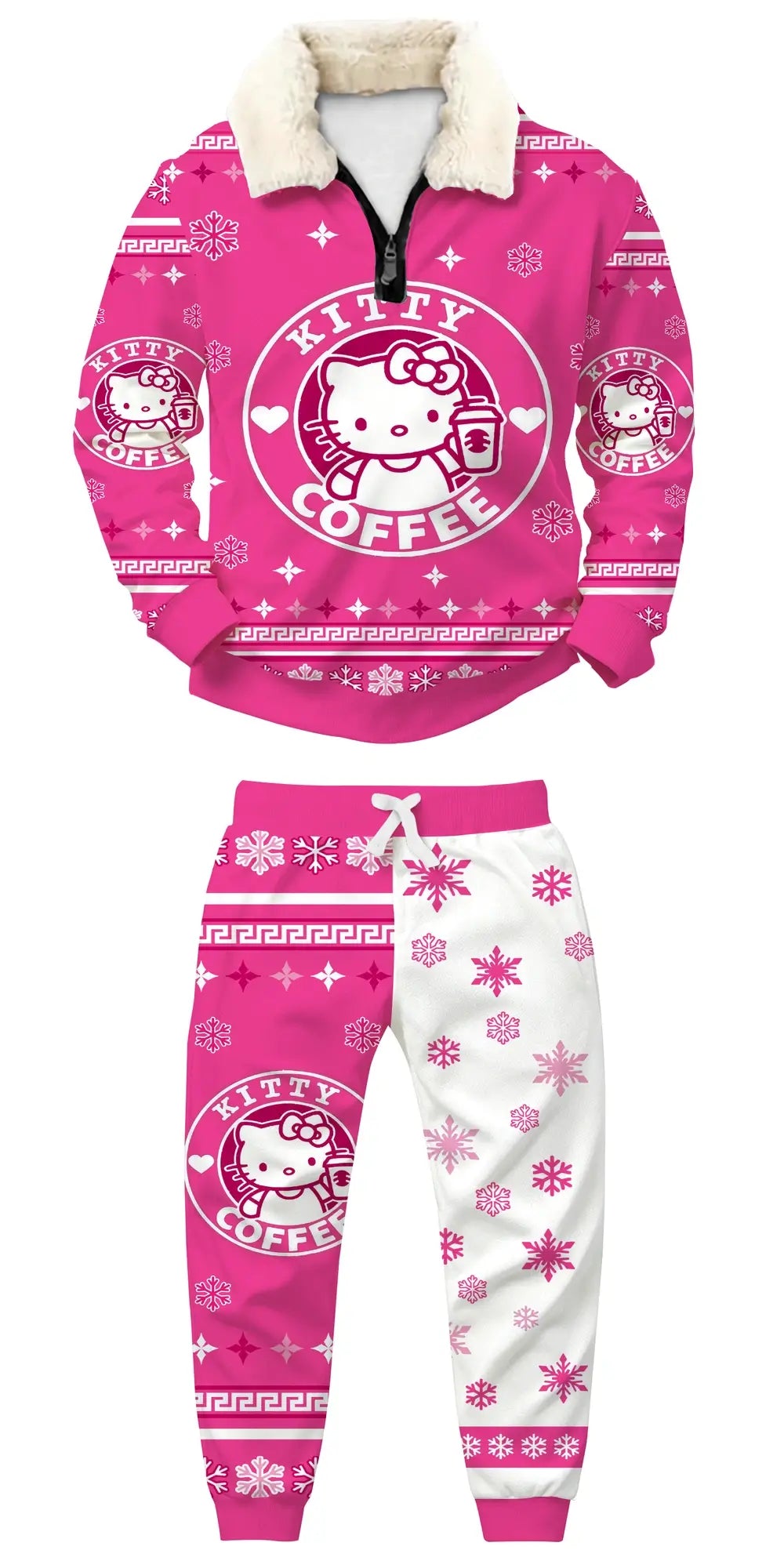 Pink Coffee Ugly Quarter Zip Sweatshirt & Sweatpant Set Ugly Quarter Zip Sweatshirt & Sweatpant Set - THREADPARTY