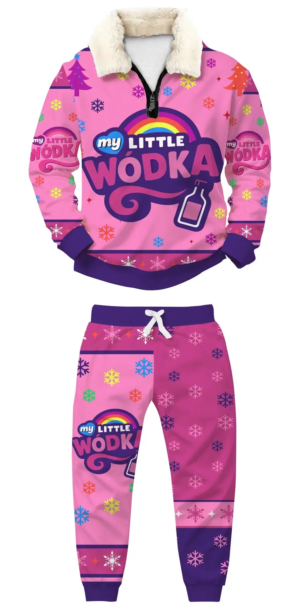 Pink Potion Ugly Quarter Zip Sweatshirt & Sweatpant Set - THREADPARTY