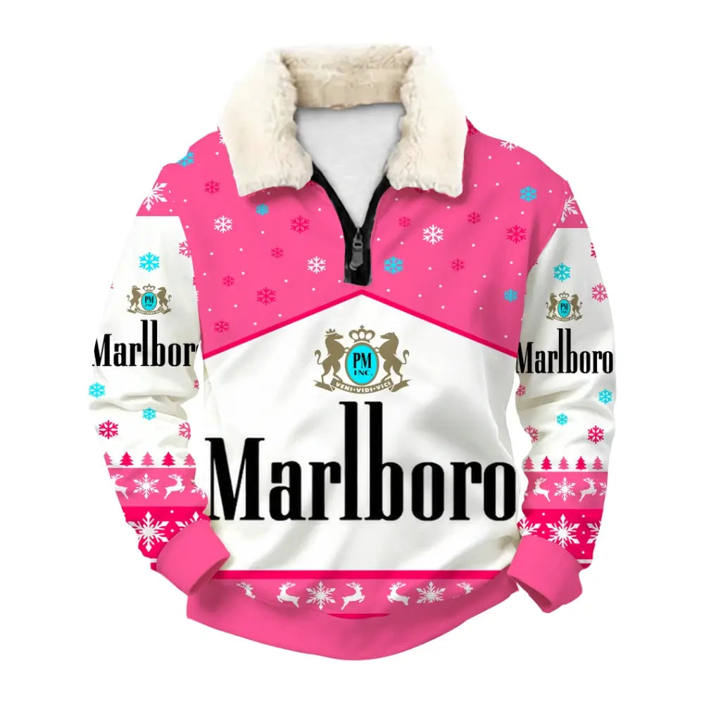 Pink Smoke Ugly Quarter Zip Sweatshirt & Sweatpant Set - THREADPARTY