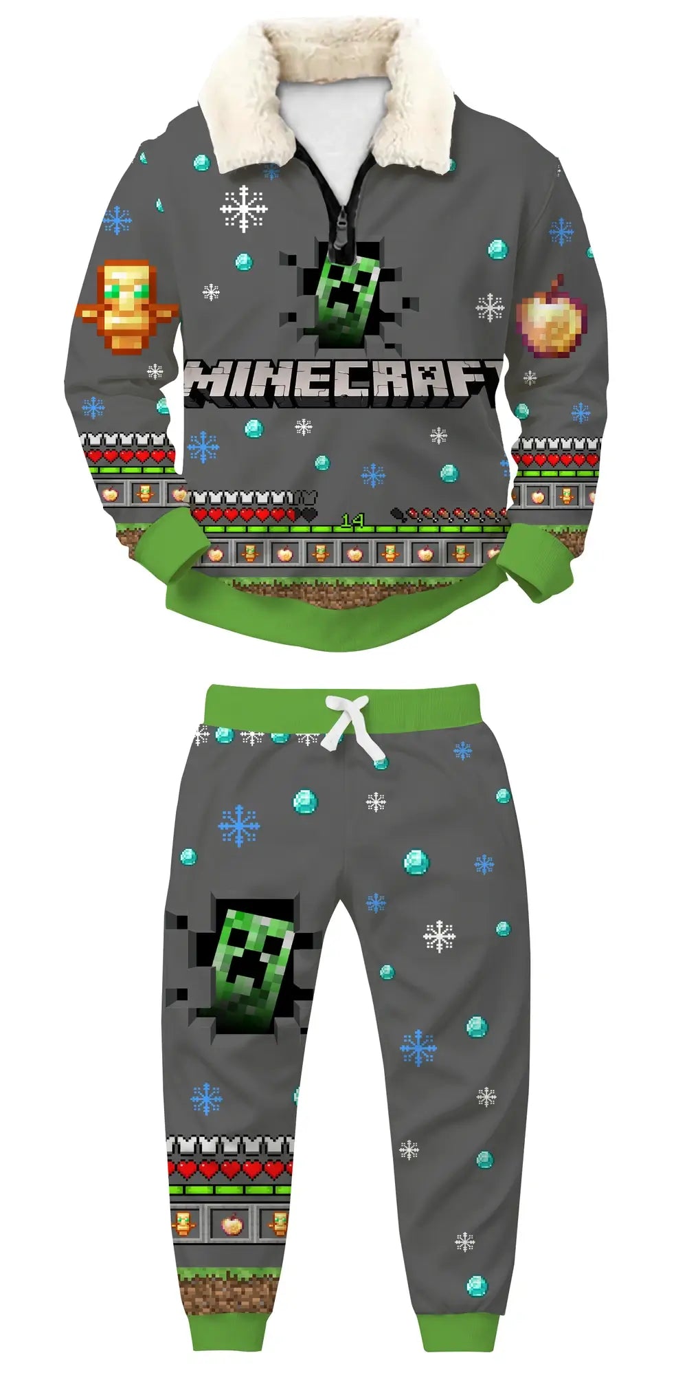 Pixel Craft Ugly Quarter Zip Sweatshirt & Sweatpant Set - THREADPARTY
