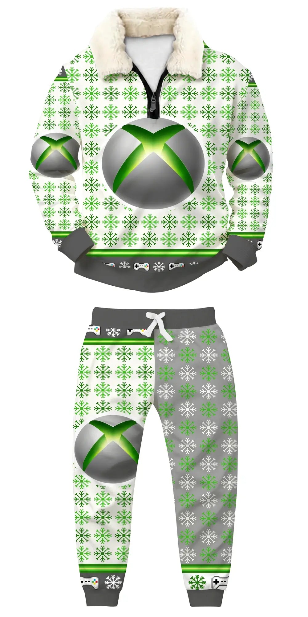 Pixel Frost Ugly Quarter Zip Sweatshirt & Sweatpant Set - THREADPARTY
