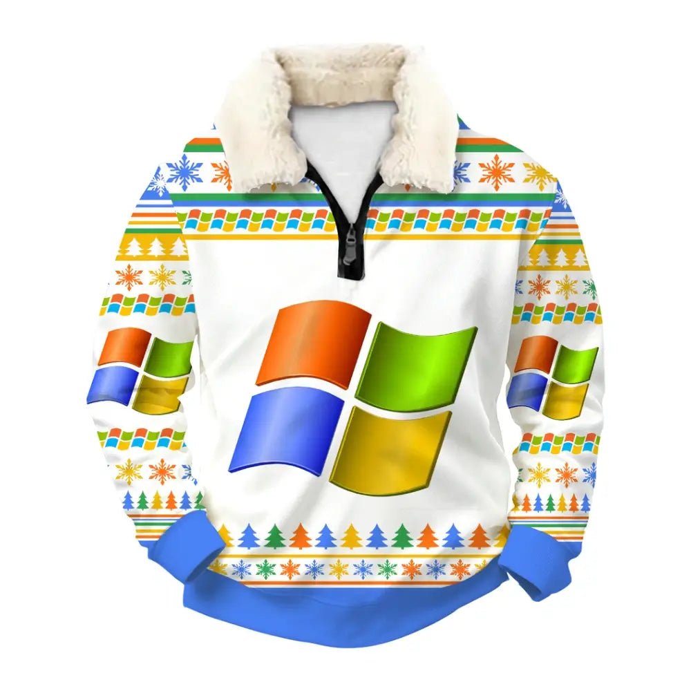 Pixel Windows Ugly Quarter Zip Sweatshirt & Sweatpant Set - THREADPARTY