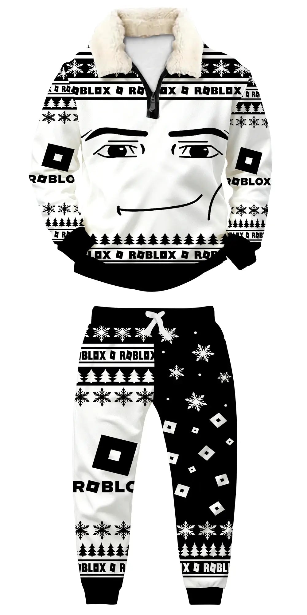 Pixel World Ugly Quarter Zip Sweatshirt & Sweatpant Set - THREADPARTY