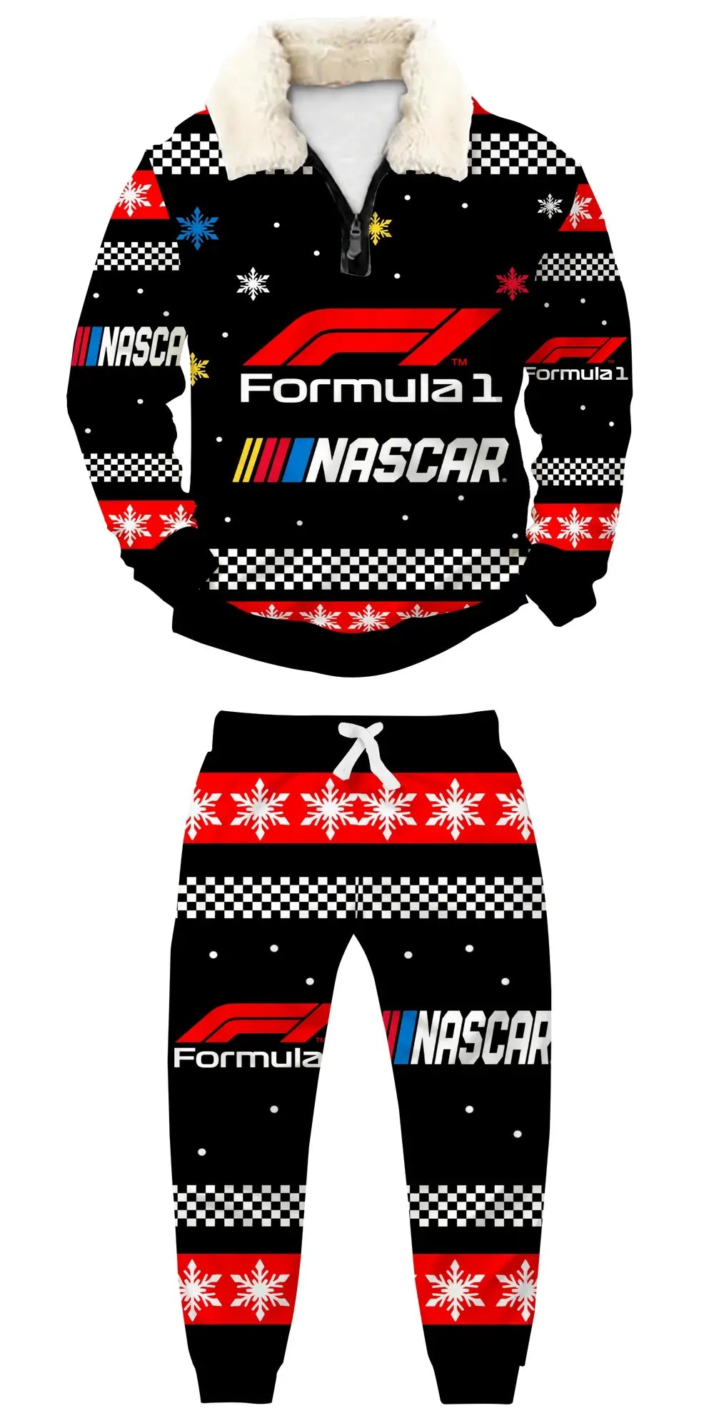 Racing Fever Ugly Quarter Zip Sweatshirt & Sweatpant Set - THREADPARTY
