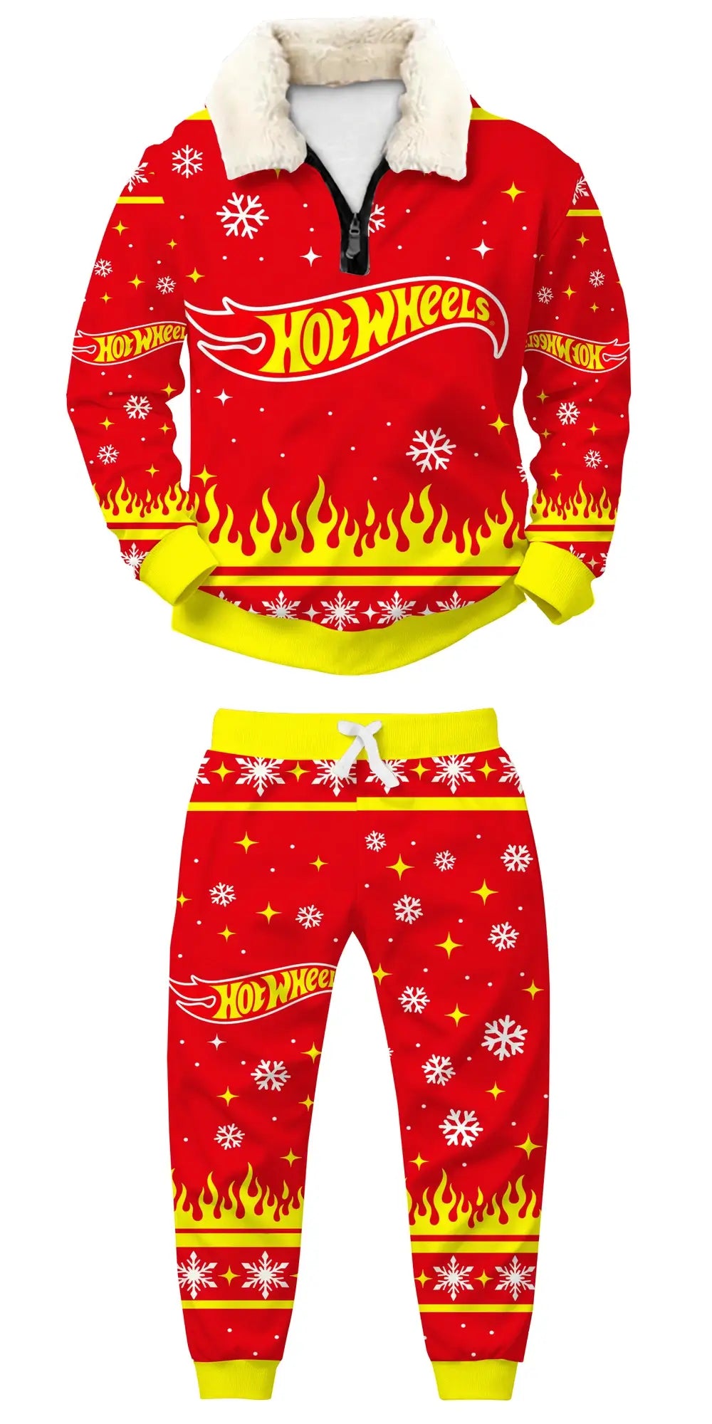 Racing Flames Ugly Quarter Zip Sweatshirt & Sweatpant Set - THREADPARTY