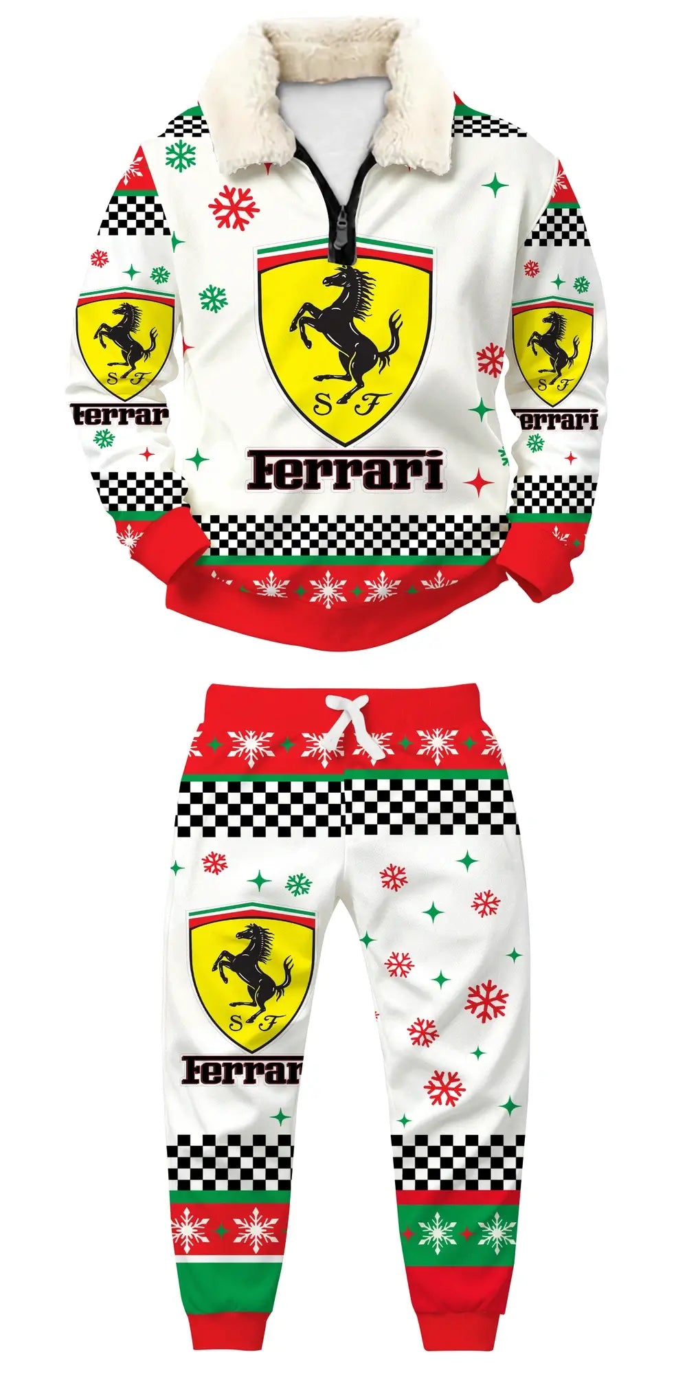 Racing Holiday Ugly Quarter Zip Sweatshirt & Sweatpant Set - THREADPARTY