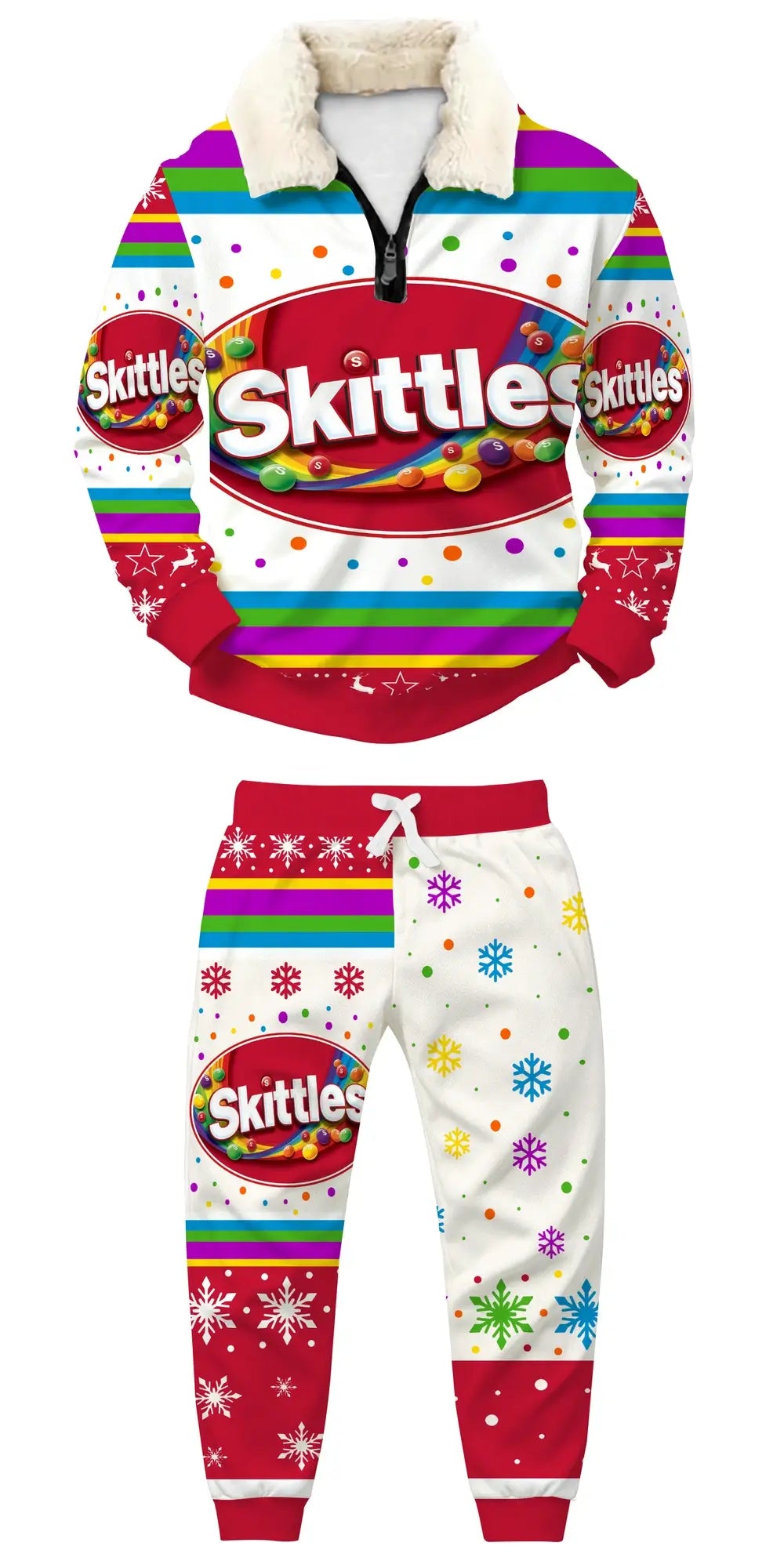 Rainbow Candy Ugly Quarter Zip Sweatshirt & Sweatpant Set - THREADPARTY