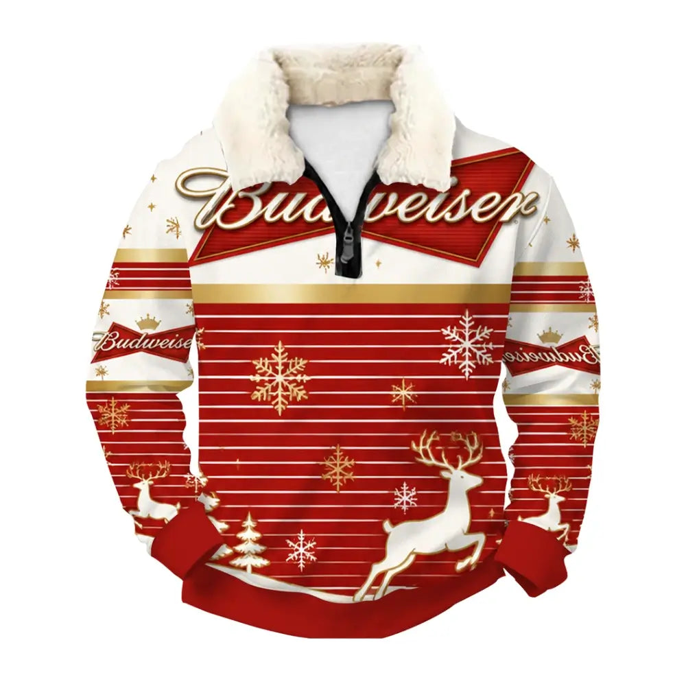 Red Brew Ugly Quarter Zip Sweatshirt & Sweatpant Set - THREADPARTY