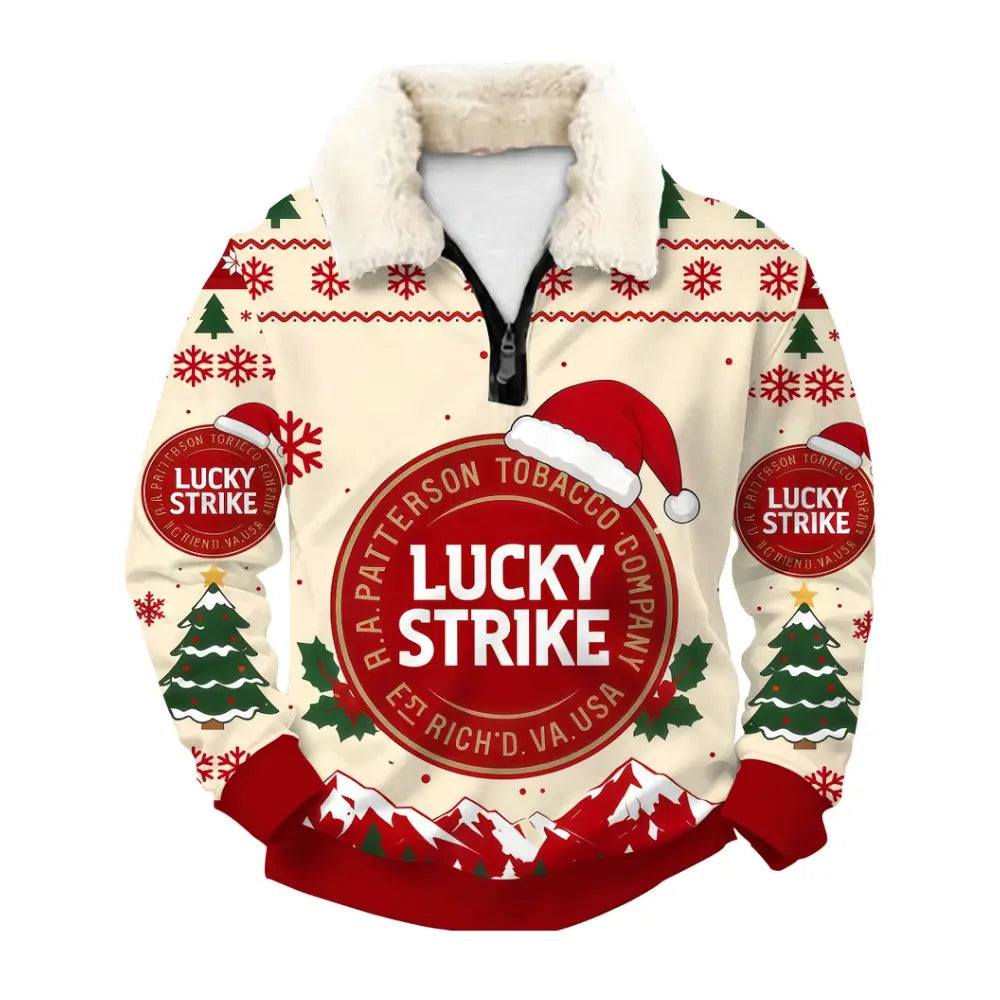 Red Holiday Ugly Quarter Zip Sweatshirt & Sweatpant Set - THREADPARTY