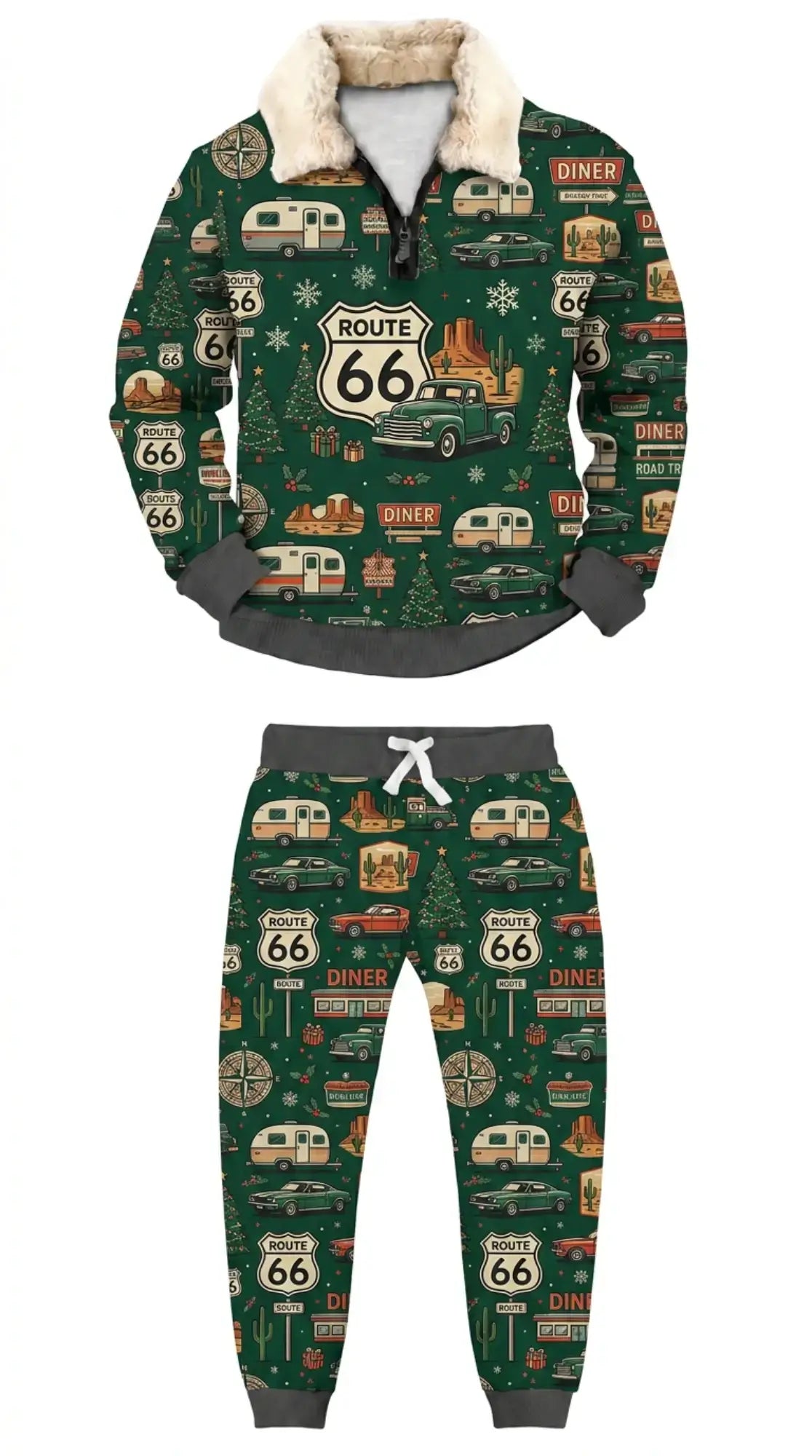 Retro Americana Ugly Quarter Zip Sweatshirt & Sweatpant Set - THREADPARTY