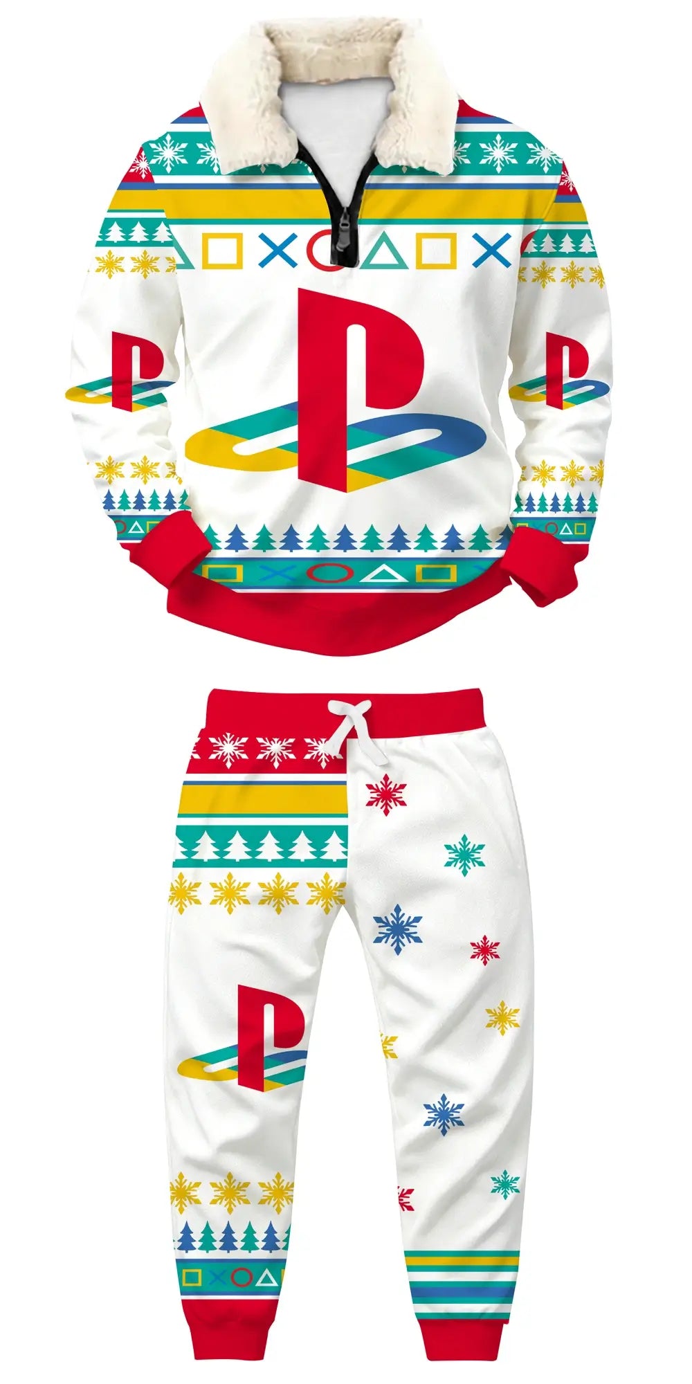 Retro Gaming Ugly Quarter Zip Sweatshirt & Sweatpant Set - THREADPARTY