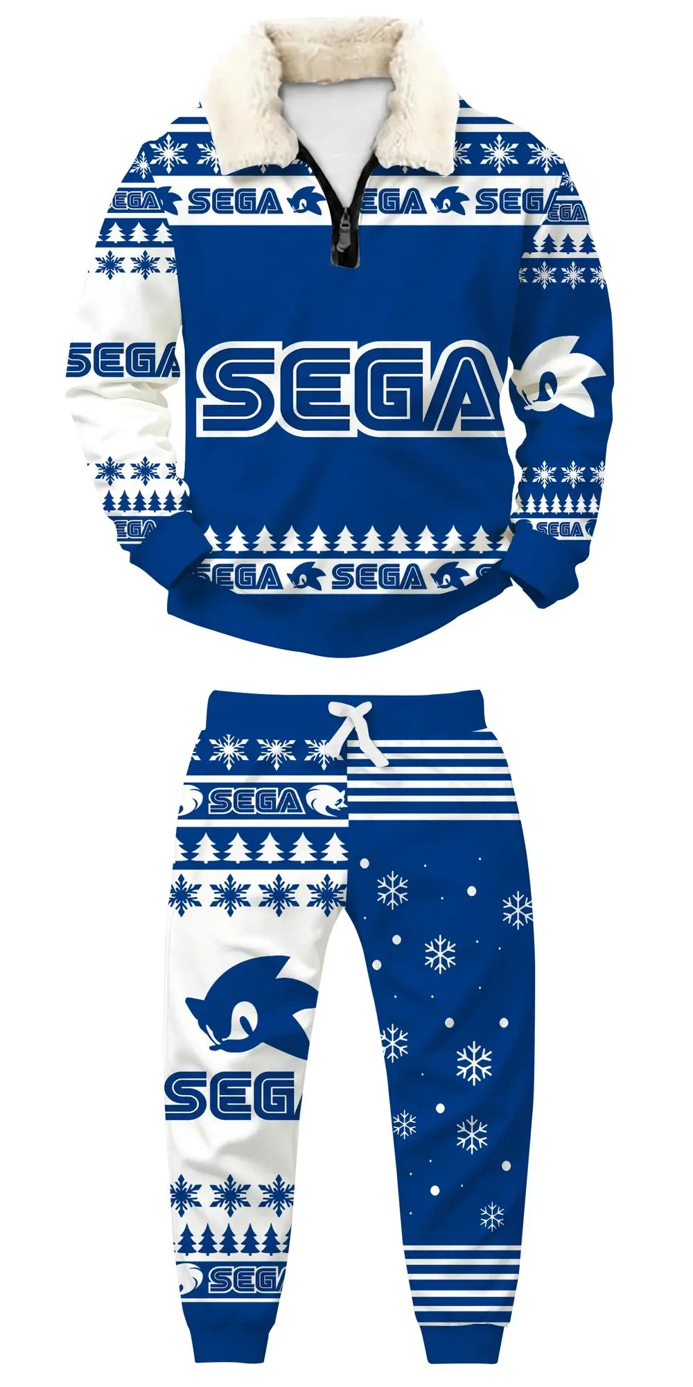 Retro Sonic Ugly Quarter Zip Sweatshirt & Sweatpant Set - THREADPARTY